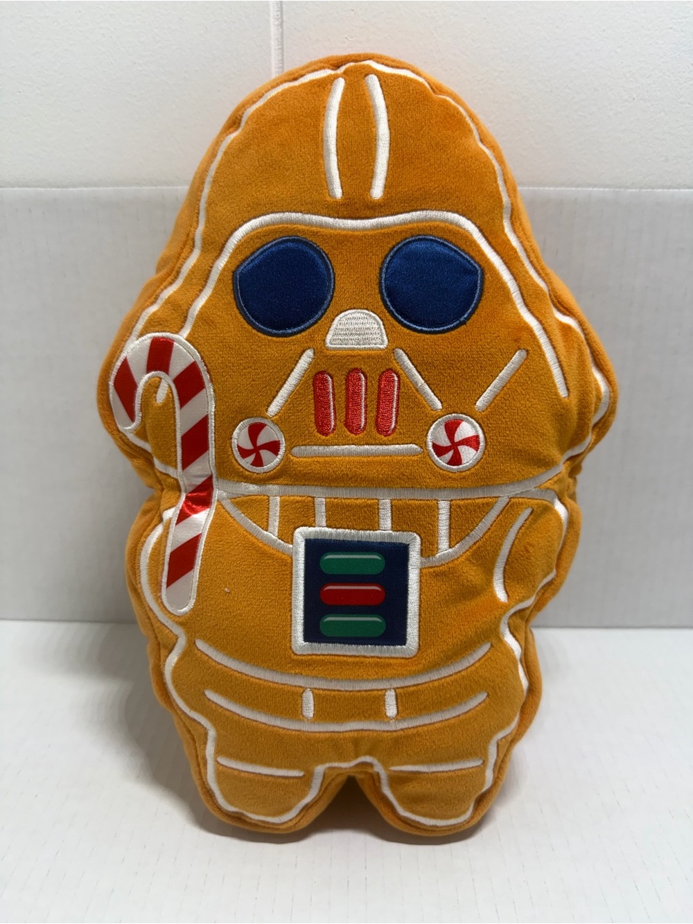 Disney Orange Droid Gingerbread Plush with Blue Eyes and Candy Cane